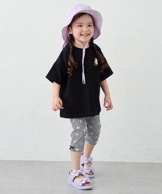 ANY KIDS 【綿100%】バックプリント オーバーサイズTシャツ ブラック×ネコ