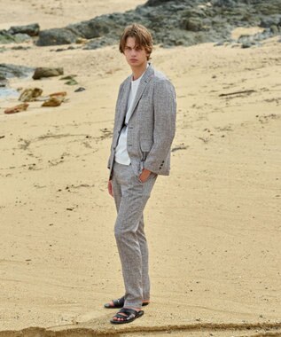 JOSEPH ABBOUD 【和紙ニット/日本素材・縫製/ 軽量/通気性/速乾性】和紙フライス Tシャツ ホワイト系