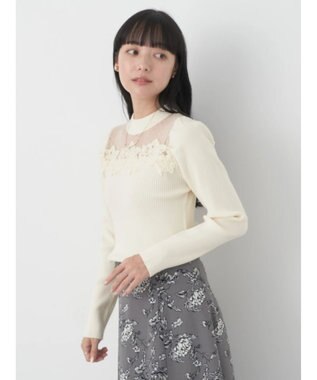 earth music&ecology シアードッキングニットプルオーバー Ivory