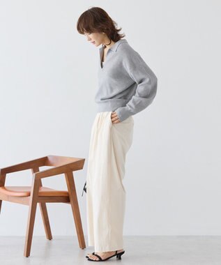 AMERICAN HOLIC バイパチ片畦衿付きニットプルオーバー Gray Mixture