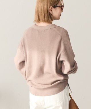 AMERICAN HOLIC バイパチ片畦衿付きニットプルオーバー Gray Beige