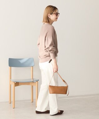 AMERICAN HOLIC バイパチ片畦衿付きニットプルオーバー Gray Beige