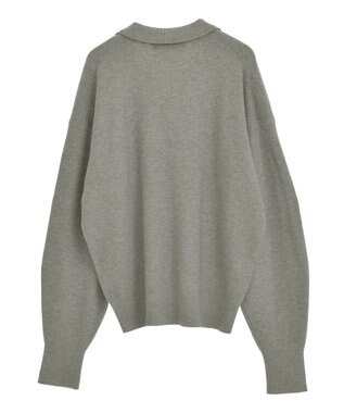 AMERICAN HOLIC バイパチ片畦衿付きニットプルオーバー Gray Mixture