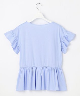 Feroux 【UVケア】フリルスリーブペプラム カットソー スカイブルー系