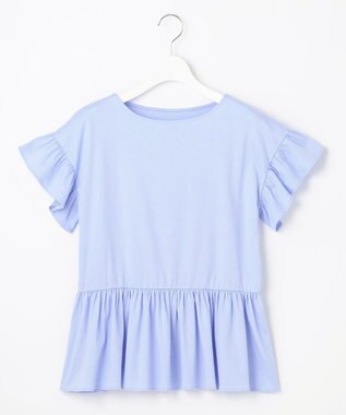 Feroux 【UVケア】フリルスリーブペプラム カットソー スカイブルー系