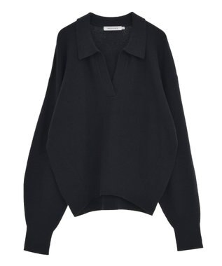AMERICAN HOLIC バイパチ片畦衿付きニットプルオーバー Navy
