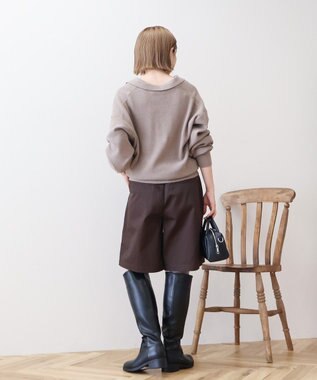 AMERICAN HOLIC バイパチ片畦衿付きニットプルオーバー Gray Beige