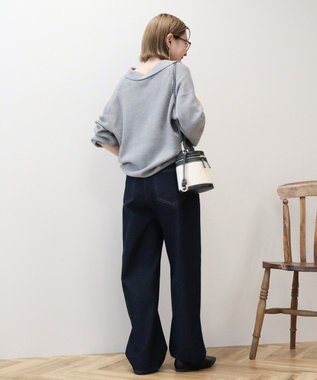 AMERICAN HOLIC バイパチ片畦衿付きニットプルオーバー Gray Mixture