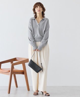 AMERICAN HOLIC バイパチ片畦衿付きニットプルオーバー Gray Mixture