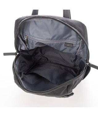 Y'SACCS NEWナイロン×レザーコンビシリーズ　前ポケットミニリュックサック ブラック