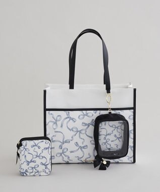 Maison de FLEUR リボンプリントクリアポーチ Black