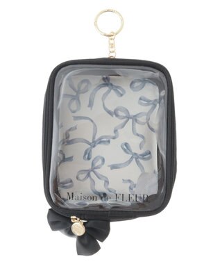 Maison de FLEUR リボンプリントクリアポーチ Black