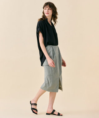 BEIGE， 【WEB限定・洗える】CELOSIA / スキッパーブラウス Black