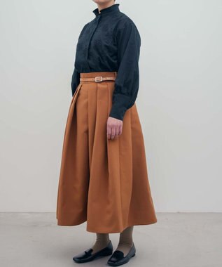 muuc 〈コットン100%〉〈綿ローン生地〉〈ふんわり柔らかな肌触り〉梅小花刺繍 スタンドカラーブラウス ブラック