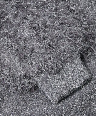 Green Parks ・ｆｕｒｒｙ　ｒａｔｅ　ラメフェザー袖フリンジニット Gray