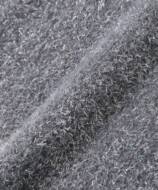 Green Parks ・ｆｕｒｒｙ　ｒａｔｅ　ラメフェザー袖フリンジニット Gray