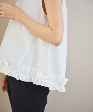 #Newans 【金子綾さんインスタライブご紹介アイテム】〈小柄さんにお勧め〉フリルヘムジレブラウス ホワイト