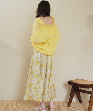 YECCA VECCA ボタニカル柄シアーロングスカート Yellow