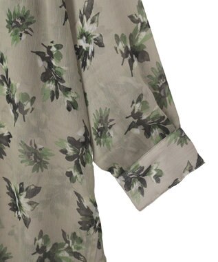 YECCA VECCA フラワー柄シアーロングシャツ Light Khaki