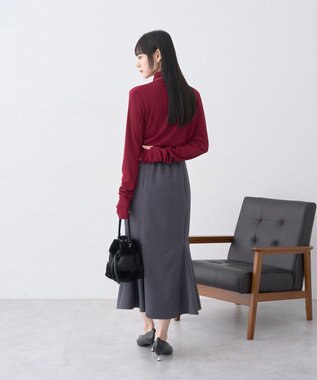 earth music&ecology リブタートルネックプルオーバー Red