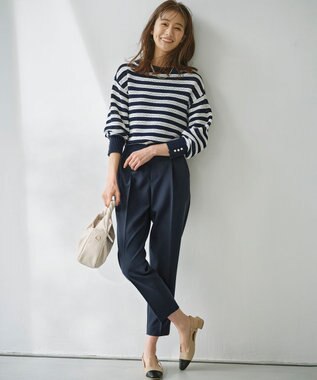 組曲 【美シルエット・ストレッチ・シワになりにくい】オシャクロス テーパードパンツ 【WEB限定】ネイビー系9