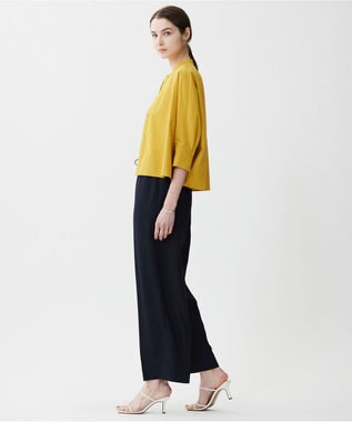 ICB L 【新色追加・UVケア・接触冷感・速乾・防シワ・洗える】 FluidBackSatin  ワイドパンツ ネイビー系