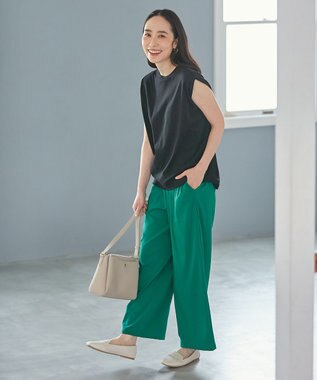 ANY 【接触冷感/UVケア】ビューティベーシックノースリーブタックTシャツ ブラック