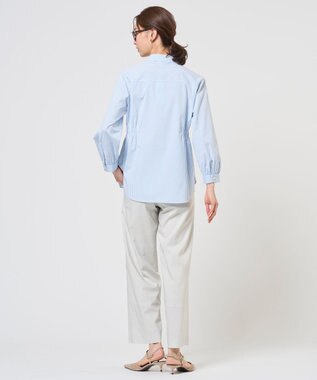 J.PRESS LADIES S 【WEB限定カラーあり】コンパクトエステネージュ シャーリング ブラウス 【WEB限定】サックスストライプ系2