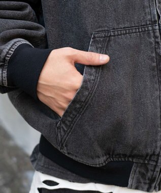 WEGO ワーカーズフードブルゾン デニムブラックソノタ