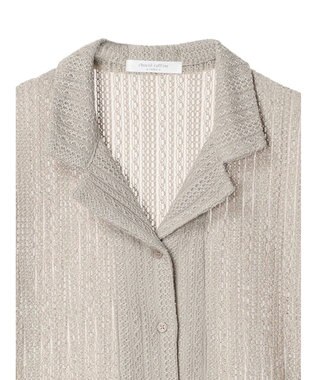 Green Parks レース開襟ブラウス Gray Beige