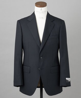 GOTAIRIKU シワになりにくい【御幸毛織/みゆきけおり】DRY SPINNER(ドライスピナー)スーツ（ダークグリーンストライプ） ダークグリーン系1