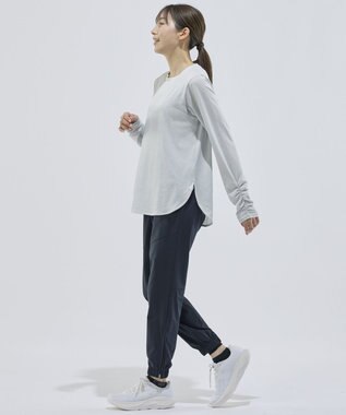 CW-X 【WOMEN】 CW-X ロングＴシャツ 梨地素材 薄手 シアー感 スポーツウェア 長袖 レディース DLY129 /ワコール グレー