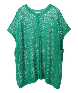 Green Parks 透かし柄ポンチョニットカーディガン Green