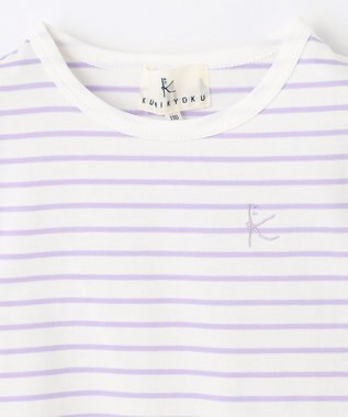 組曲 KIDS 【110-140㎝】半袖ボーダー Tシャツ ラベンダー×オフホワイト