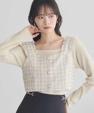 earth music&ecology 【セットアップ可】フリンジツイードビスチェ