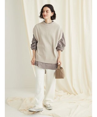 CRAFT STANDARD BOUTIQUE 洗える クルーネックニットベスト Gray Beige