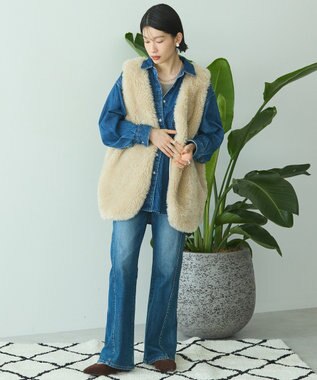 AMERICAN HOLIC 【選べる丈】ベア風ファーベスト Gray Beige