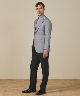 GOTAIRIKU 【CANONICO/カノニコ】サキソニーウールコットンブレンド ジャケット_グレー千鳥柄 ライトグレー×千鳥格子