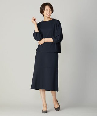 J.PRESS LADIES S 【洗える】ジャカード フレアー スカート ネイビー系