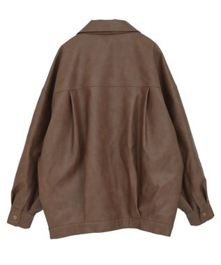 earth music&ecology フェイクレザージップジャケット Light Brown