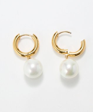 Phoebe 〈金属アレルギー対応〉カルチャードパールフープピアス/ステンレス/大ぶり/存在感◎/主役級 ホワイト