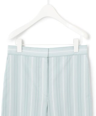 ICB 【洗える】 コットンナイロンドビーストライプ ワイドストレートパンツ ジェイドグレー系