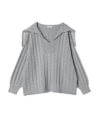 earth music&ecology ビッグカラーニットプルオーバー Light Gray