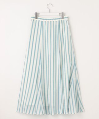 自由区 S 【洗える】テンセルリネン スカート オフ×ブルーストライプ