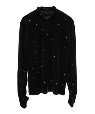 Green Parks ラインストーンハイネックトップス Black