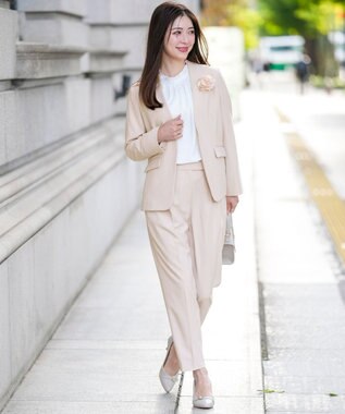 ANY SIS S 【セットアップ対応】セレモニーダブルクロス テーパードパンツ ライトベージュ