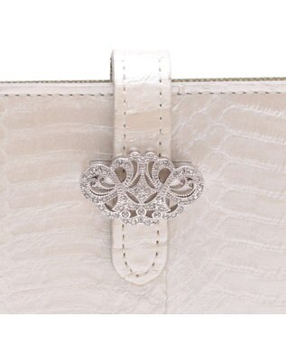 A.D.M.J. 【スワロフスキー×スネークレザー】アールデコスリムウォレット WHITE PEARLIZED