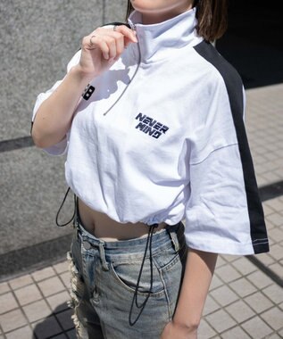 WEGO 刺繍ハーフジップT ホワイト