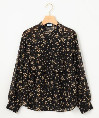 組曲 シフォンオーガンプリント ティアードブラウス ブラックベース系5