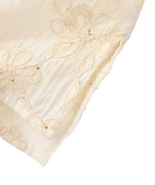 YECCA VECCA フリルVネック刺繍シアーシャツ Ivory